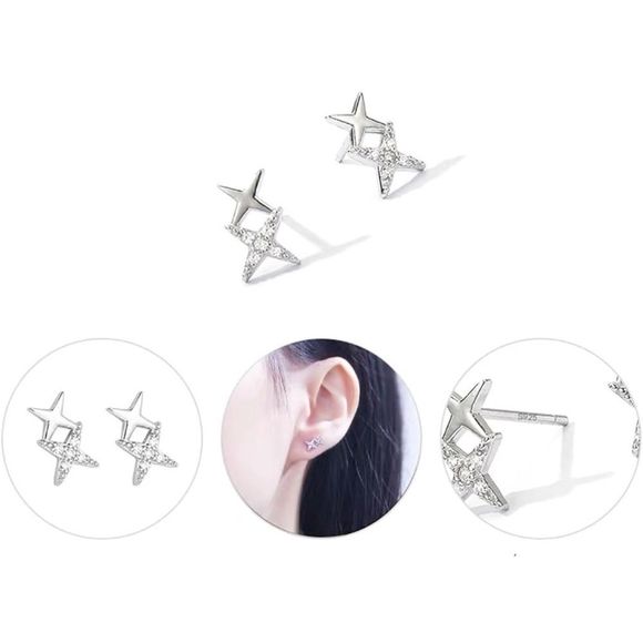 Earrings Star 925 Sterling Silver Post Stud Girls Hypoallergenic Jewelry 5 OCT - Picture 4 of 5